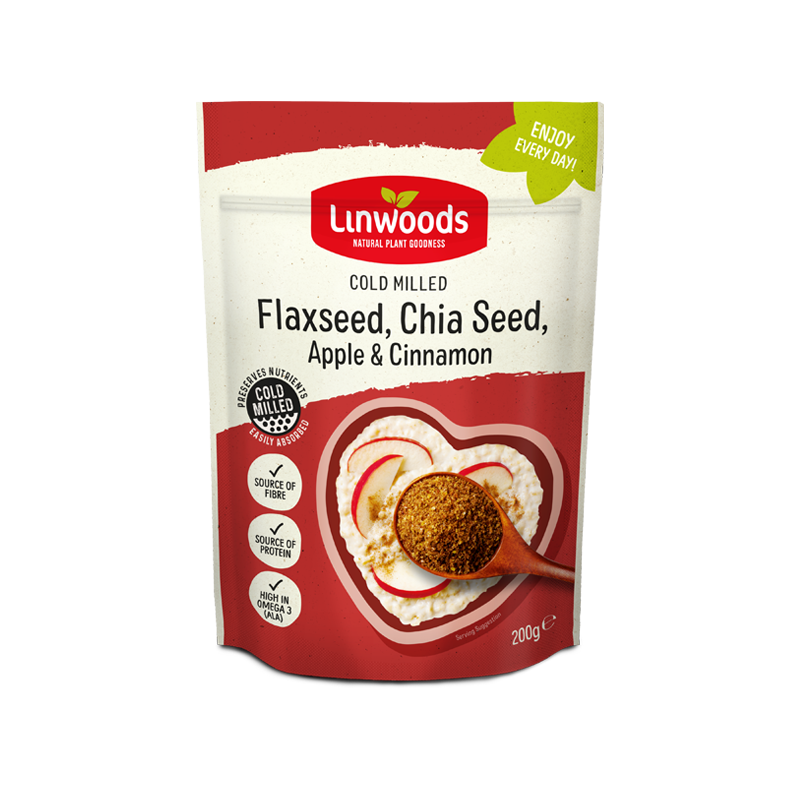 Flaxseed blend including Chia Seeds, Apple & Cinnamon for a healthy breakfast topping