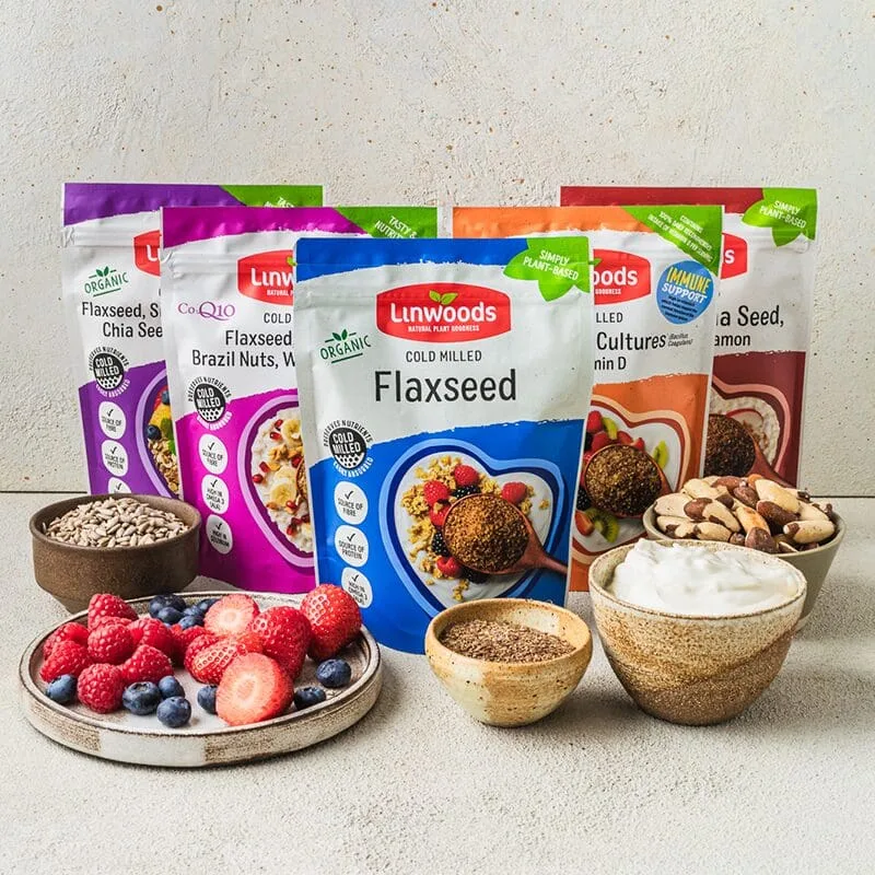 Linwoods Variety Flaxseed Bundle that includes best selling blends of flaxseed for healthy breakfast ideas